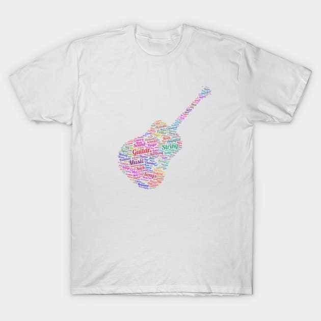 Guitar Folks Silhouette Shape Text Word Cloud T-Shirt by Cubebox